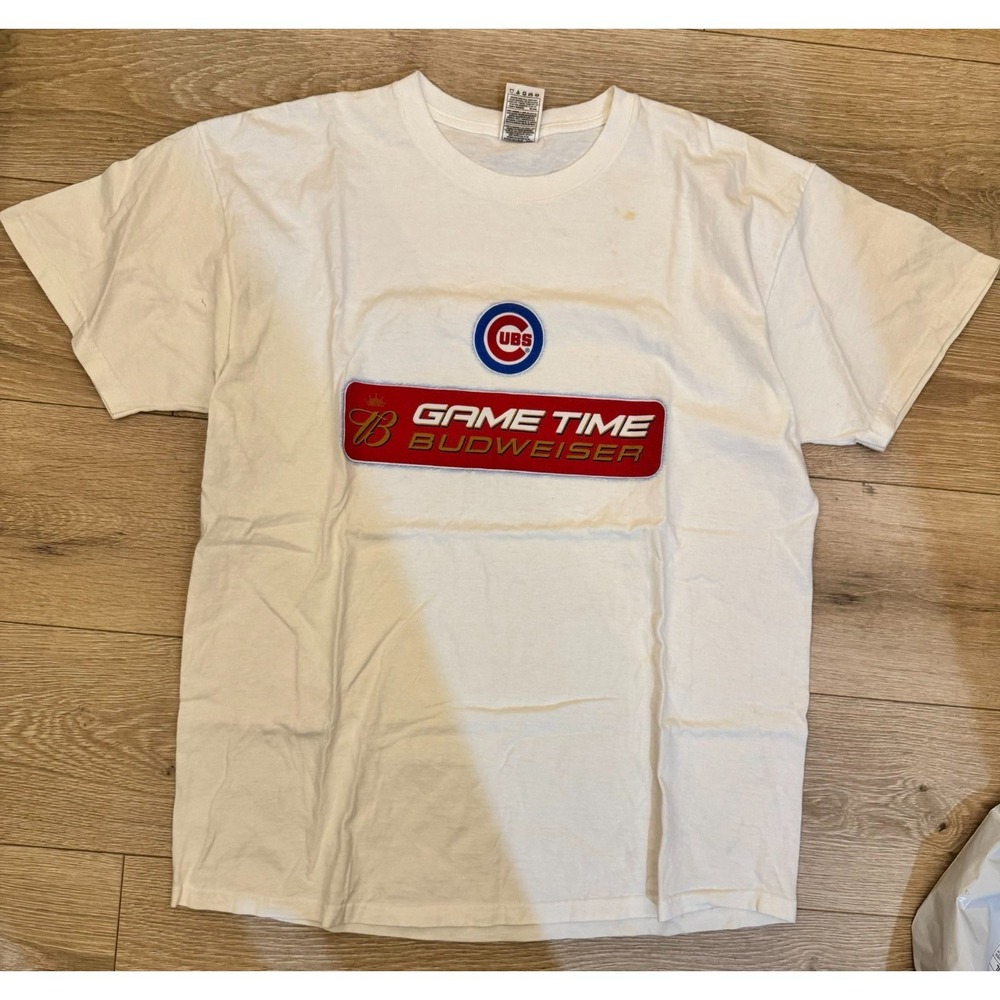 Vintage 2000s Chicago Cubs Budweiser "Game Time" Promo T-Shirt XL White